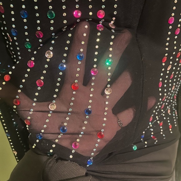 Beaded sequins body suit xlarge see through zip back - Picture 6 of 9